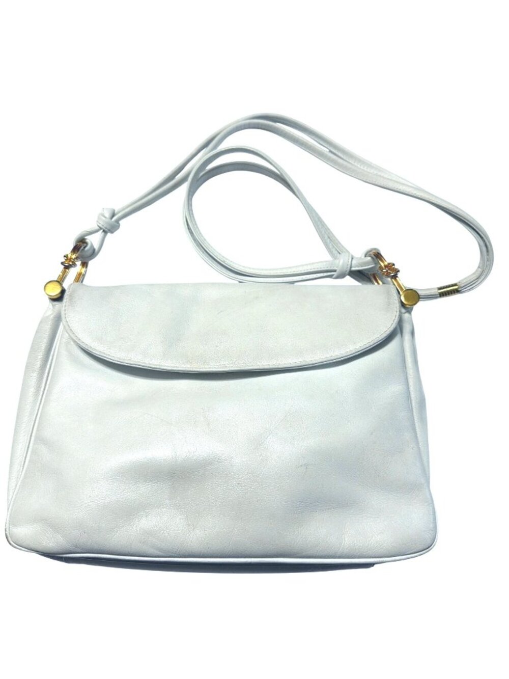 Vintage Ganson White Leather Shoulder Bag